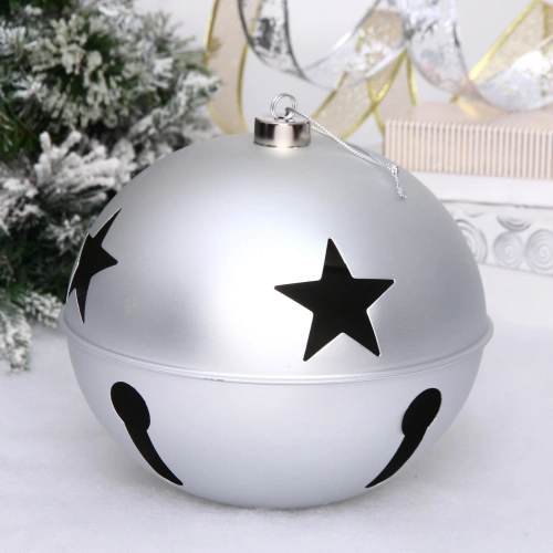 Новогодний шар "Бубенчик" 20 см, Серебро