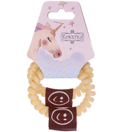 Резинки для волос силиконовые 2шт "MARZIPAN", шоколад, цвет молочный, d-5,5см (подвес Единорог)