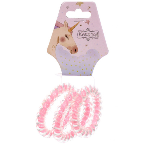 Резинки для волос силиконовые 3шт "ЛИНАЛИ", цвет нежно-розовый, d-5,5см (Подвес Единорог)