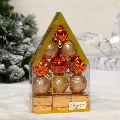Набор украшений "Новогоднее изобилие" 4 см (набор 12 шт), Янтарь, шампань