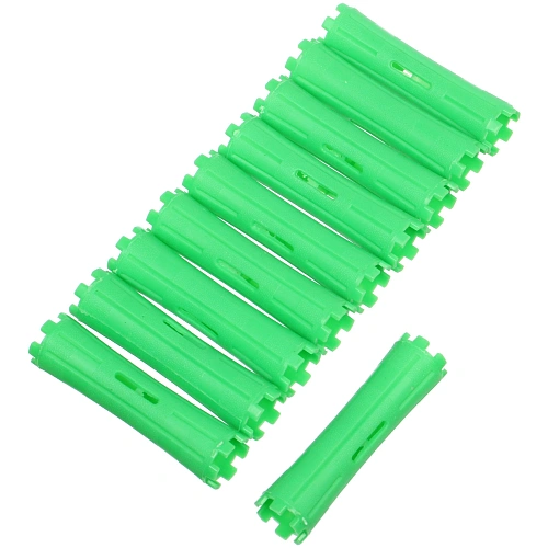 Бигуди пластмассовые-коклюшки 10шт Styling, микс 6 цветов, d=2см (прозрачный пакет с подвесом), без резинки  (зелёные)_3