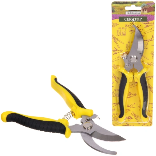 Секатор плоскостной 7,5" (19,см) "Фортуна" пластиковые прорезиненные ручки ДоброСад