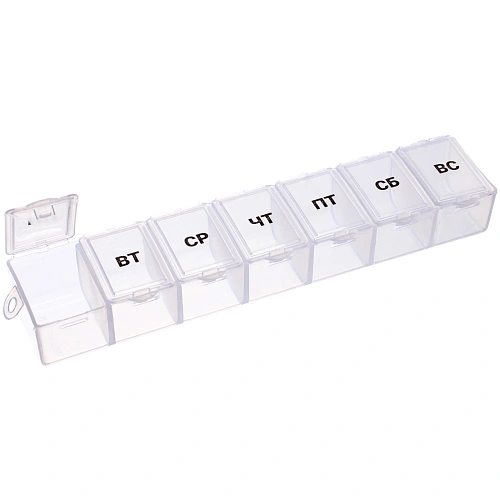 Таблетница - органайзер 7 ячеек Неделька, цвет голубой, розовый и прозрачный, 153,52,5см (пакет с подвесом)_20