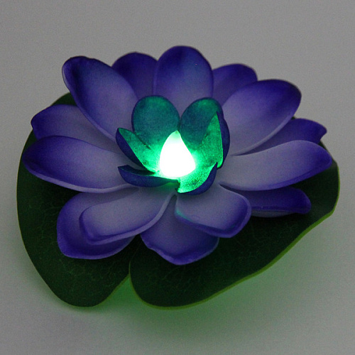 Растение водоплавающее Кувшинка d-10см с подсветкой от контакта с водой, фиолетовый_8