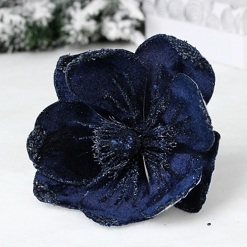 Украшение новогоднее "Пуансеттия - Пастель" 20 см, Сапфир