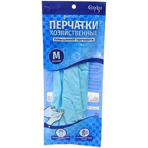 Перчатки хозяйственные повышенной прочности синие pvc, размер M