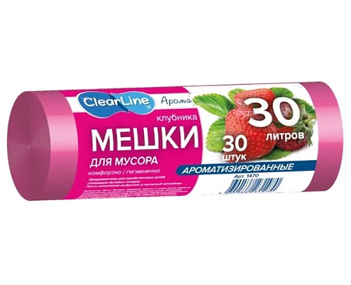 Мусорные мешки 30л/30штк клубника розовые "Clear Line"