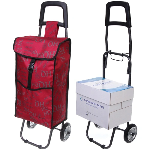 Тележка хозяйственная с сумкой (933326см, колеса 14 см, грузоподъемность до 25 кг) бордова SYD-007_2