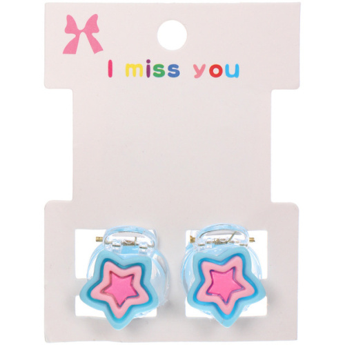 Заколки – крабы детские для волос 2шт на блистере «МАРЦИПАН», Звездочка , 1,2см