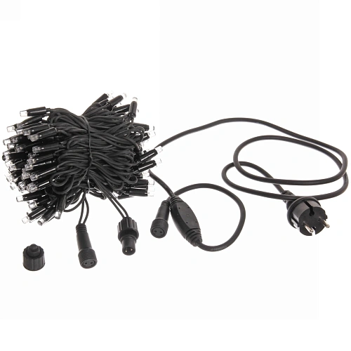 Гирлянда для улицы 11м 100 ламп LED чёрный провод, 8 реж, IP-65, Теплый белый (возможность соединения)_6