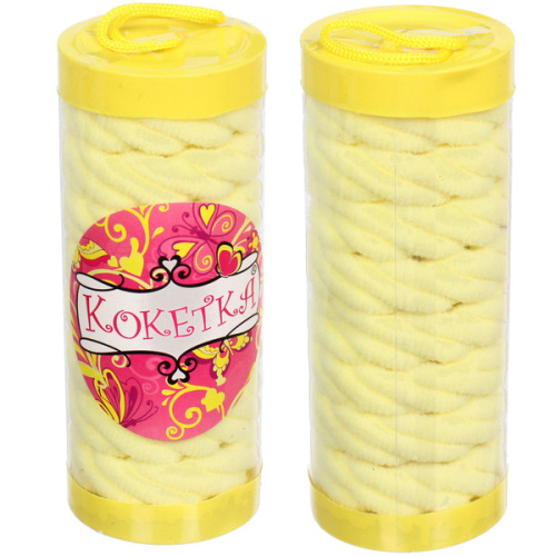 Резинки для волос детские в тубе 8шт "ЗАБАВА", косичка, цвет лимонный, d-4см (наклейка Кокетка)