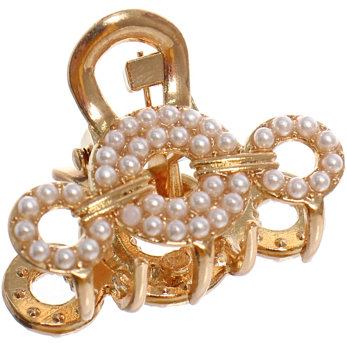 Заколка - краб для волос на блистере 1шт PREMIUM, сокраменто, цвет серебро и золото, 2526см_7