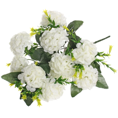 Искусственные цветы "Цветочная мелодия" Гортензии 40см 10 цветков белые