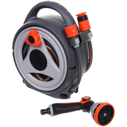 Катушка со шлангом и адаптерами, 10м серо-оранжевая HY4017_4