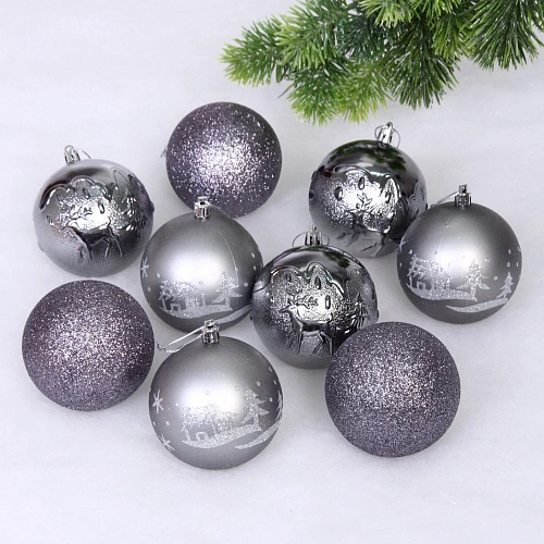 Набор ёлочных украшений Wish 6 см + 4 см (53 предмета), Графит_11