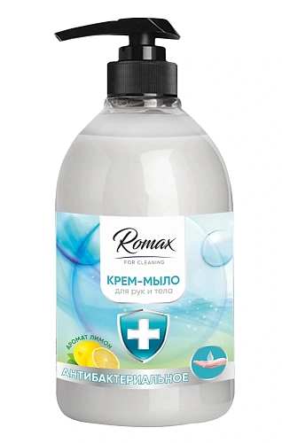 Крем-мыло антибактериальное "Лимон" Romax, 1л