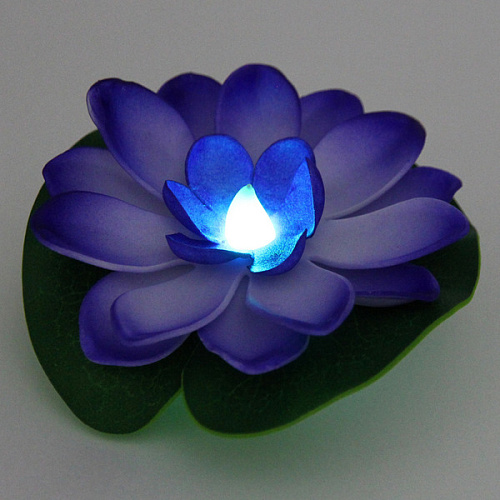 Растение водоплавающее Кувшинка d-10см с подсветкой от контакта с водой, фиолетовый_7