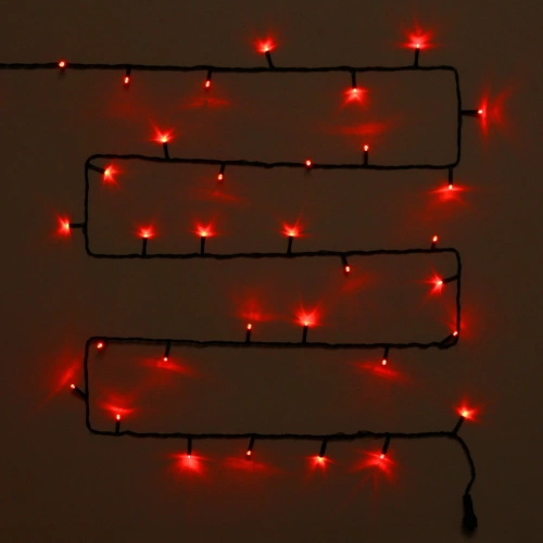 Гирлянда для улицы 11м 120 ламп LED чёрный провод, 8 реж, IP-54, Красный (возможность соединения)