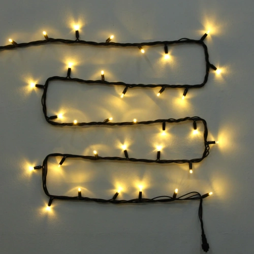 Гирлянда для улицы 16м 180 ламп LED чёрный провод, 8 реж. IP-65, Теплый белый (возможность соединения) 