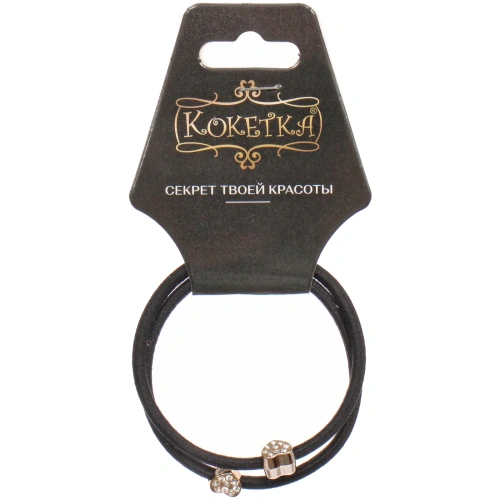 Резинка для волос в наборе 2шт "DesignPRO", сердечки, цвет черный / золото, d-5.5см