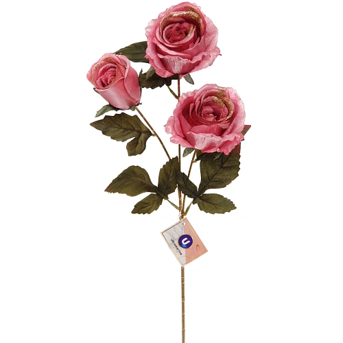 Искусственные цветы "FLOWERS GLAMOUR" 65см Розы 3 цветка розовые
