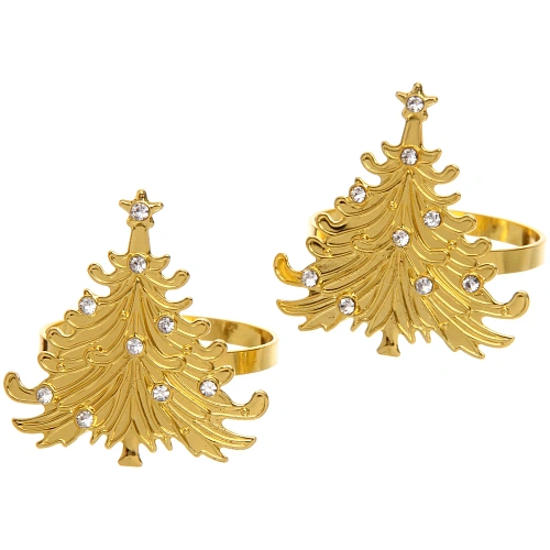 Набор колец для салфеток 2шт `Ёлочка, цвет золото_3