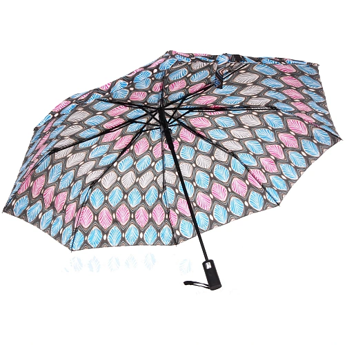 Зонт женский полуавтомат Ultramarine- Маниока, микс 6 цветов, 8 спиц, d-100см, длина в слож виде 28см, голубые цветы_24