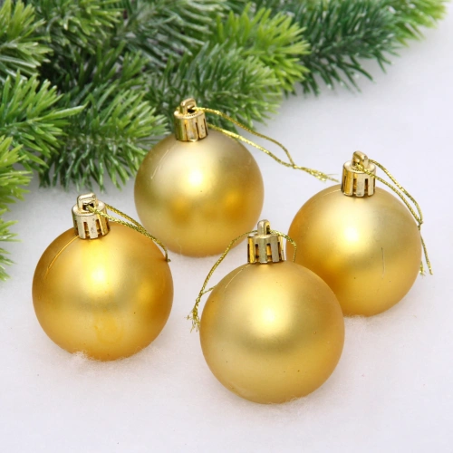 Новогодние шары 5 см (набор 4 шт) "Матовый", золотой