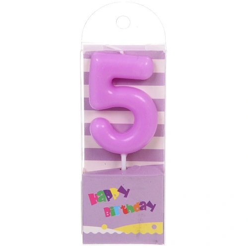 Свеча для торта Цифра Праздник "5" 9 см