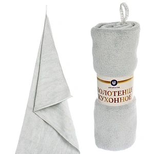 Полотенце кухонное "UNICO", 34*72 см, цвет светло-серый, микрофибра 300 гр/м2