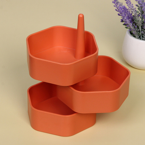 Органайзер для хранения МАРЦИПАН, цвет коралловый, три отделения, 13920747 (упаковка коробка)_3