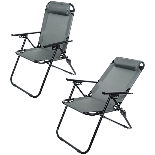 Кресло складное с подлокотниками TFS1608, 54*68*95 см, 4 положения, серый