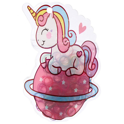 Резинки для волос детские силиконовые 200шт ФРАТТИ БУМ, Единороже с сердечком, 17512см_3