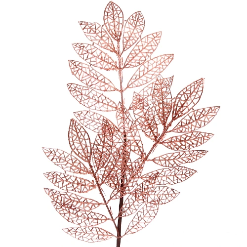 Ветка декоративная Зимние листья 85 см, Розовое золото_3