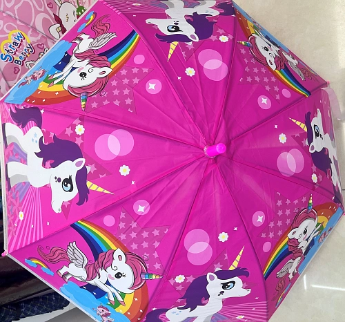 Зонт детский полуавтомат "Единорожки", микс 6 дизайнов, d-100см