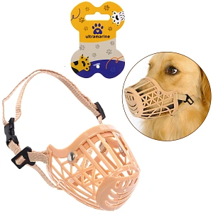 Намордник гуманный из гибкого пластика "Мой Бро", цвет светло - бежевый, №3 (лейбл)