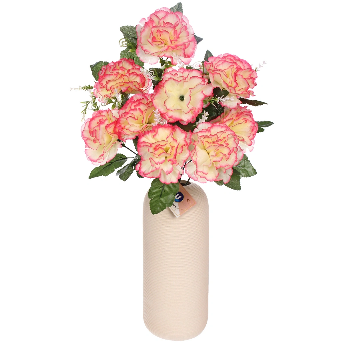 Искусственные цветы "Цветочная мелодия" Гвоздики 50см 10 цветков молочные