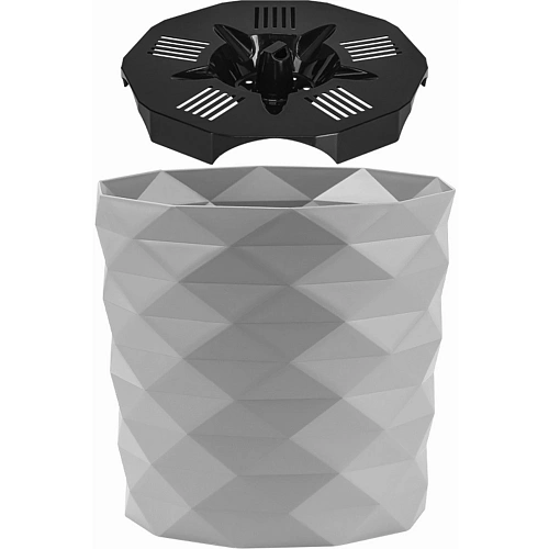 Кашпо для цветов пластиковое 3л d-17,7см Диамант Серый жемчуг_5