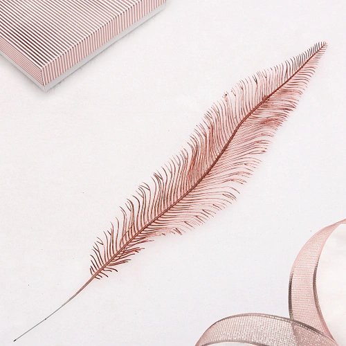 Ветка декоративная "Волшебное перо" 53 см, Розовое золото