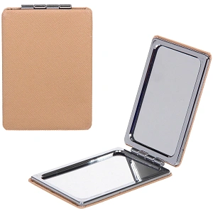 Зеркало косметическое двойное "ФРАТЕЛЛИ", прямоугольник, цвет золото, 9*6см (пакет с подвесом)