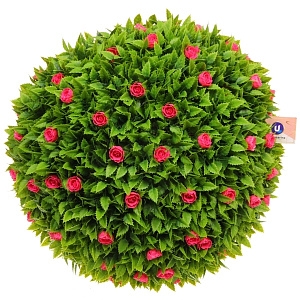 Искусственное растение шар "Самшит" цветы розовые D-45см Ultramarine