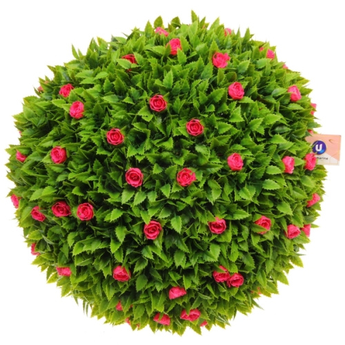 Искусственное растение шар "Самшит" цветы розовые D-45см Ultramarine