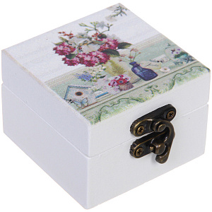 Шкатулка деревянная с зеркалом "МАРЦИПАН", ароматная вербена, 6.5*6.5*4.5см (в коробке)