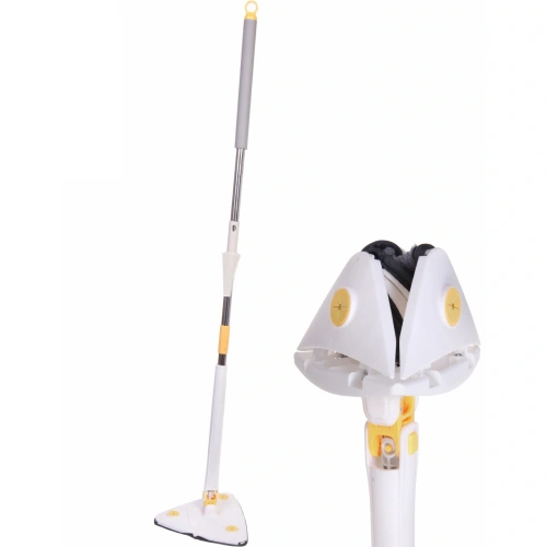 Швабра треугольная с отжимом, ручка 130 см цвет белый