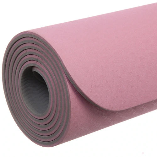 Коврик для йоги 6 мм 183х80 см Энергия 2х сторонний TPE, розовыйсерый_8