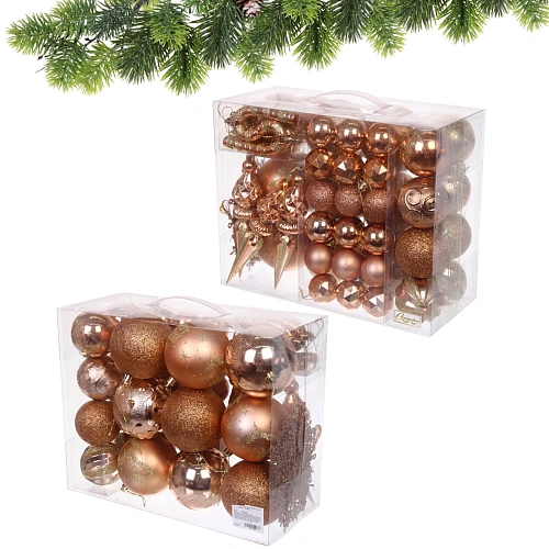 Набор ёлочных украшений "Wish" 6 см + 4 см (50 предмета), Шампань