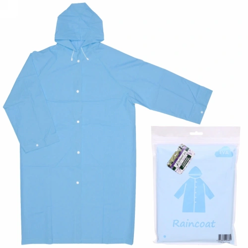 Дождевик-плащ "Macarons" с капюшоном и завязками, на кнопках 110 Мкрн 115*65см голубой ДоброСад