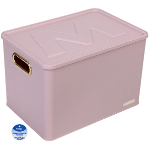 Корзина - органайзер для хранения с крышкой "ОКСФОРД", цвет нежно-розовый, 35,8*24,8*23,5см (лейбл Селфи)