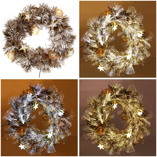 Венок хвойный "Сказочные ветви" d-40 см светодиодный, Белый