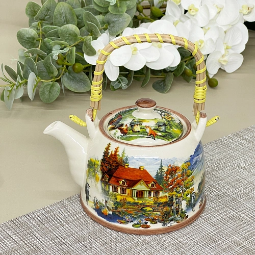 Чайник заварочный керамический 700мл с ситом Пейзаж_7